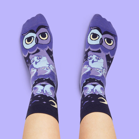 Novelty Socks with Illustrated Owls