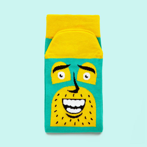 Funny Cartoon Socks- Illustrated Character - Commander Awesome